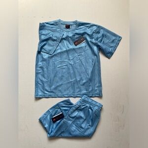 Unisex sporty t-shirt and shorts for kids, blue, brand new, side S, M, L, XL